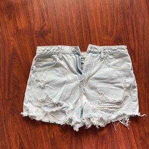 Forever 21 Light Blue Distressed Denim Shorts